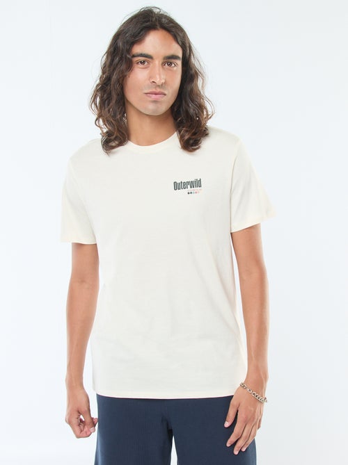 T-shirt imprimé à manches courtes et col rond - Kiabi