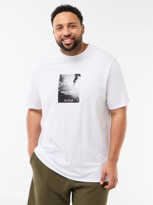 T-shirt imprimé à manches courtes et col rond - Kiabi