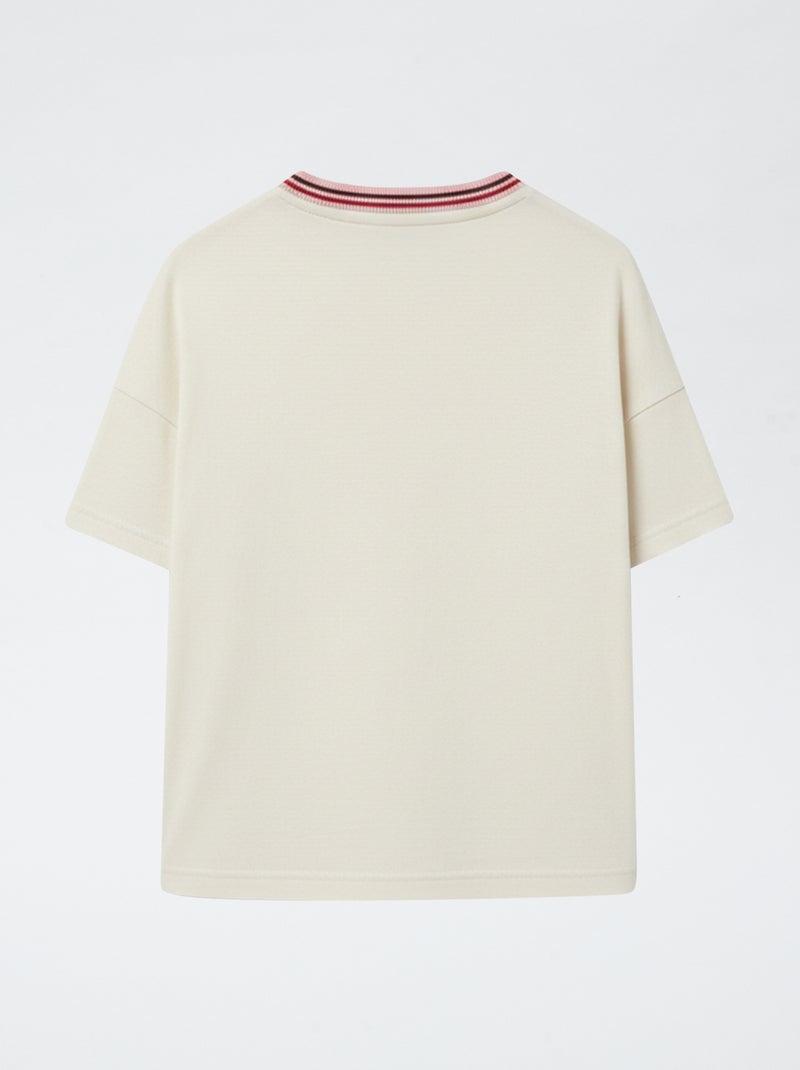 T-shirt imprimé à manches courtes et col rond Blanc - Kiabi