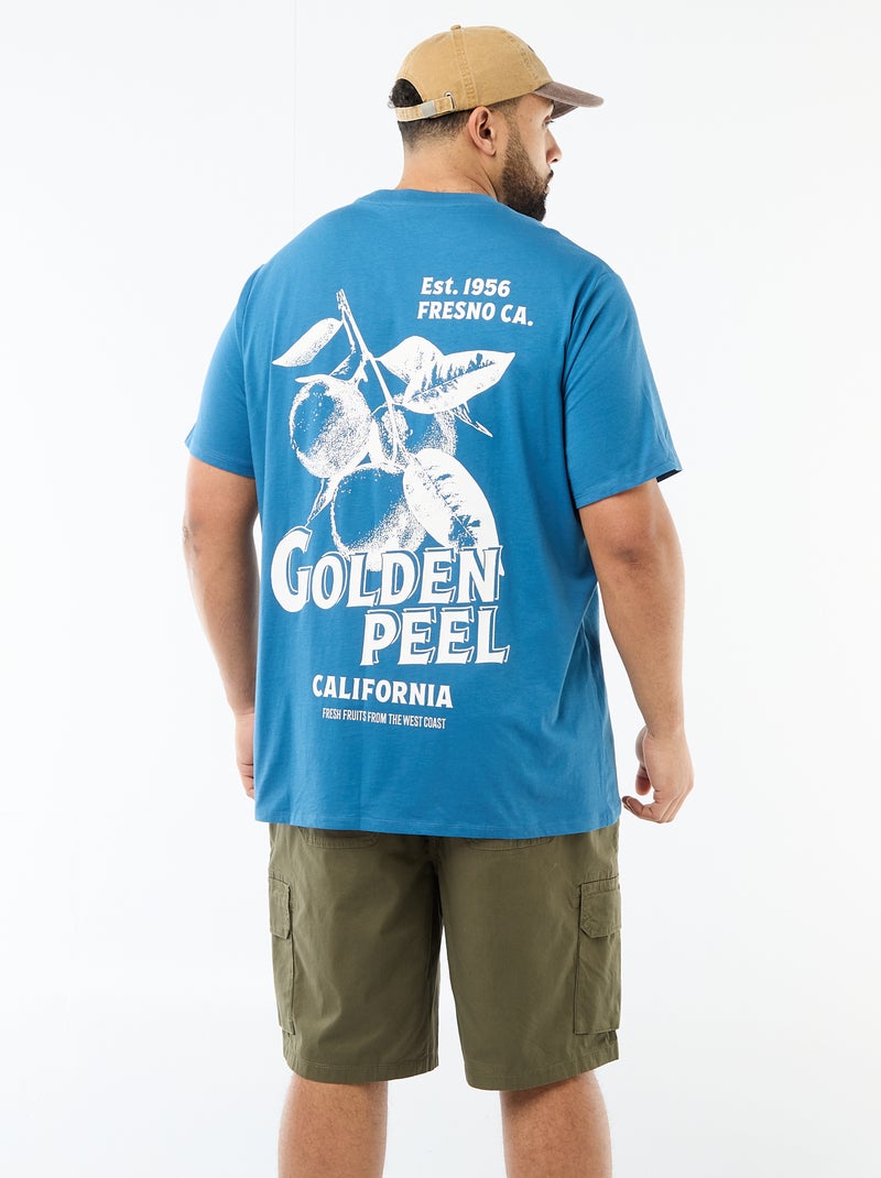 T-shirt imprimé à manches courtes et col rond Bleu - Kiabi