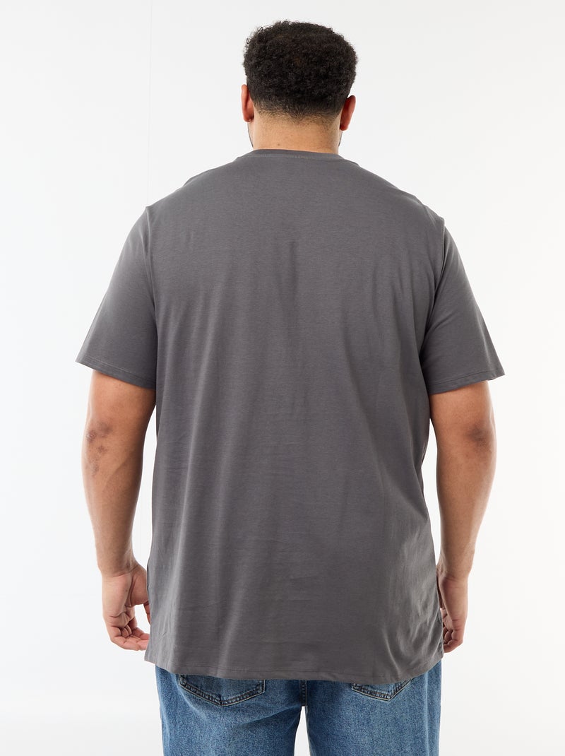 T-shirt imprimé à manches courtes et col rond Gris - Kiabi