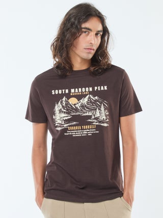 T-shirt imprimé à manches courtes et col rond