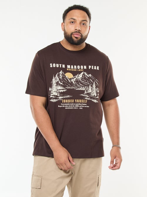 T-shirt imprimé à manches courtes et col rond - Kiabi