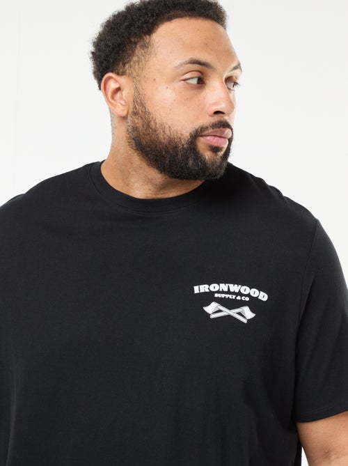 T-shirt imprimé à manches courtes et col rond - Kiabi