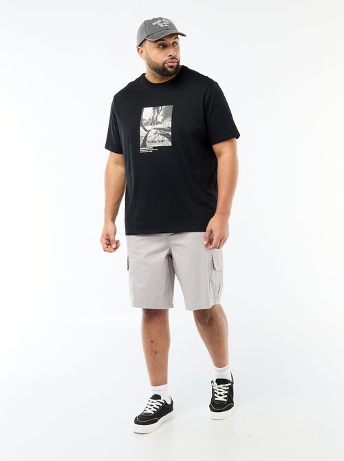 T-shirt imprimé à manches courtes et col rond - Kiabi