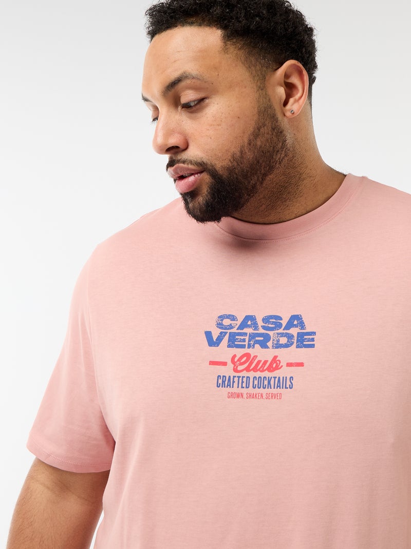 T-shirt imprimé à manches courtes et col rond Rose - Kiabi
