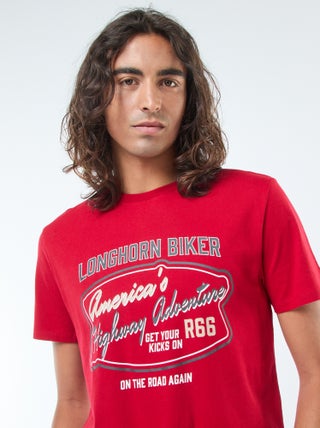 T-shirt imprimé à manches courtes et col rond