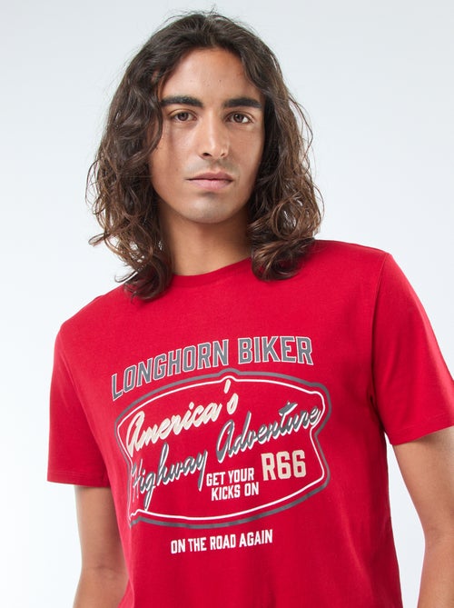 T-shirt imprimé à manches courtes et col rond - Kiabi
