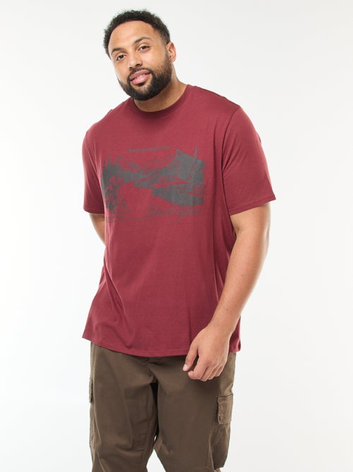 T-shirt imprimé à manches courtes et col rond - Kiabi