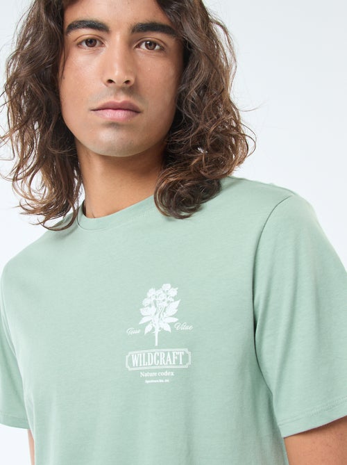 T-shirt imprimé à manches courtes et col rond - Kiabi