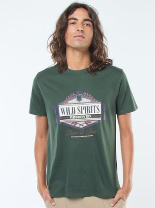 T-shirt imprimé à manches courtes et col rond