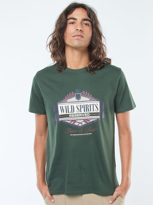 T-shirt imprimé à manches courtes et col rond - Kiabi