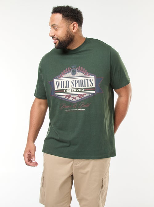 T-shirt imprimé à manches courtes et col rond - Kiabi