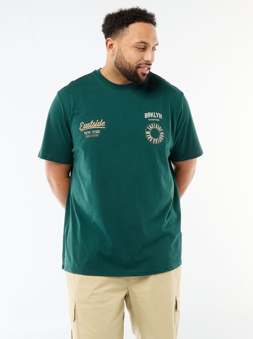 T-shirt imprimé à manches courtes et col rond - Kiabi