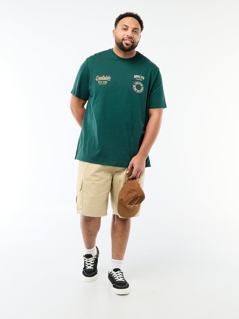 T-shirt imprimé à manches courtes et col rond Vert - Kiabi