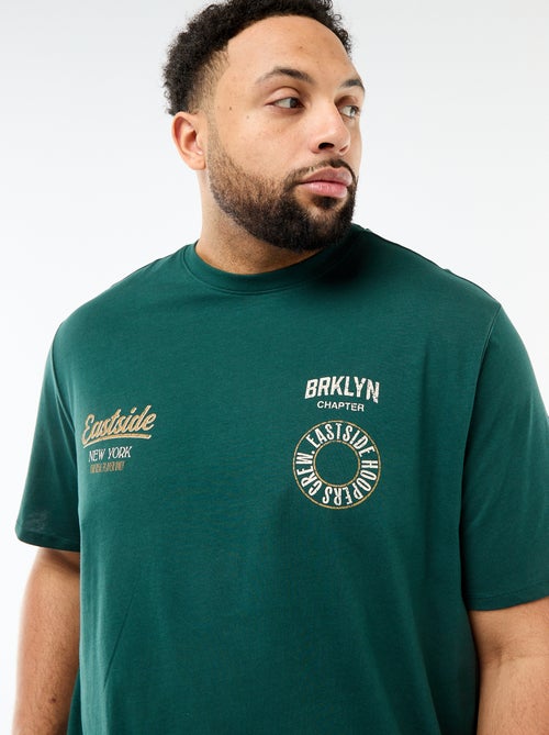 T-shirt imprimé à manches courtes et col rond - Kiabi