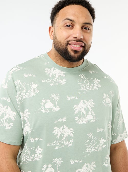 T-shirt imprimé à manches courtes et col rond - Kiabi