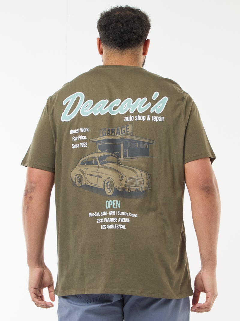 T-shirt imprimé à manches courtes Kaki - Kiabi