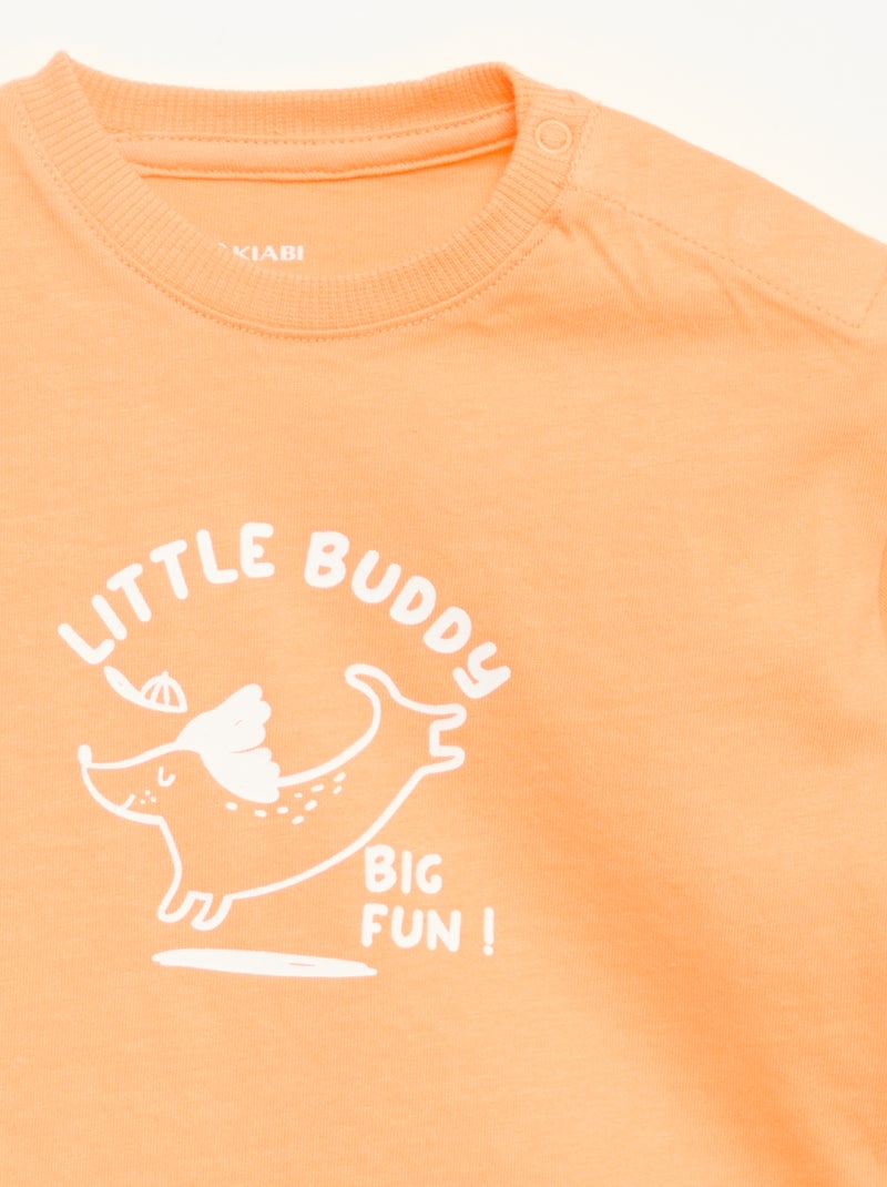 T-shirt imprimé à manches courtes Orange - Kiabi