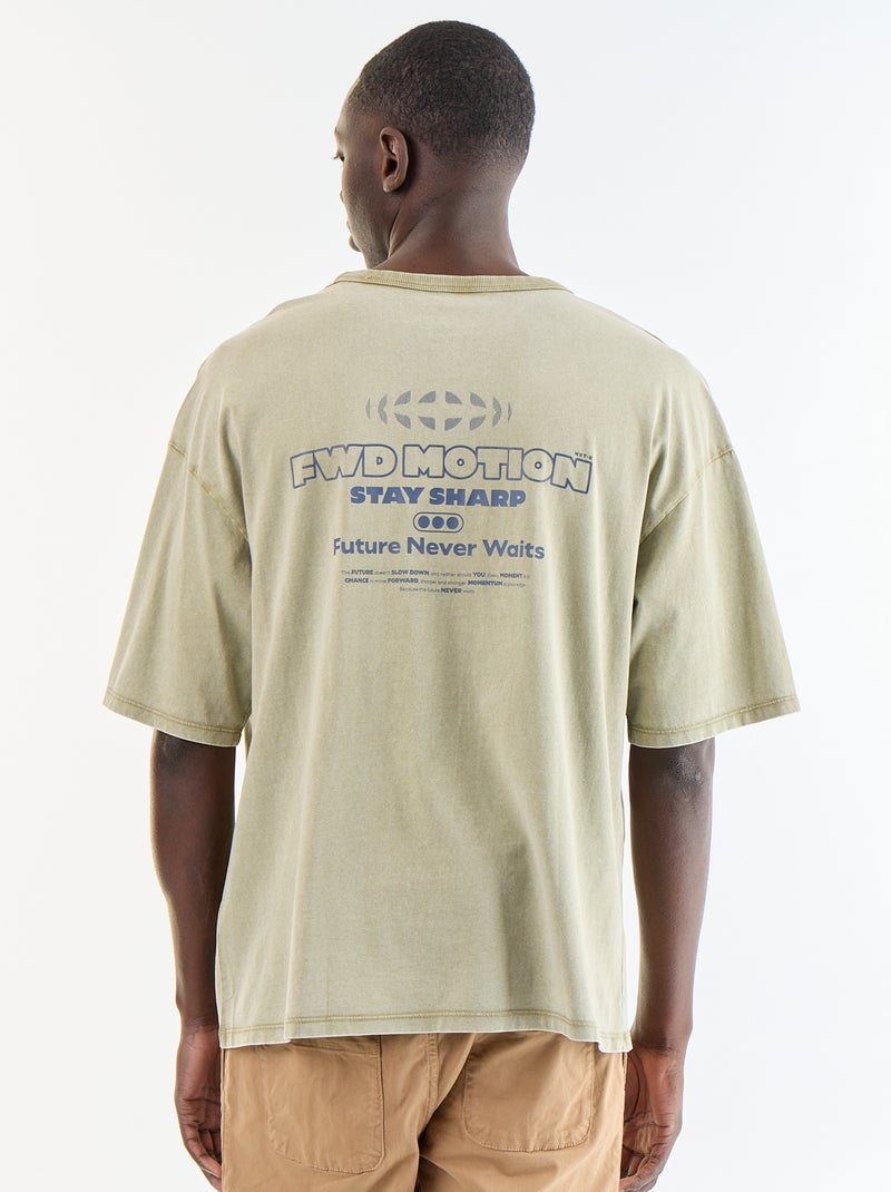 T-shirt imprimé à manches courtes style vintage Vert - Kiabi