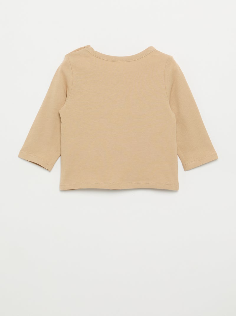 T-shirt imprimé à manches longues Beige - Kiabi