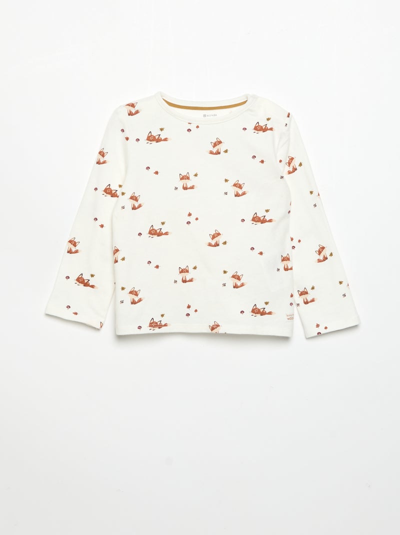 T-shirt imprimé à manches longues Beige - Kiabi