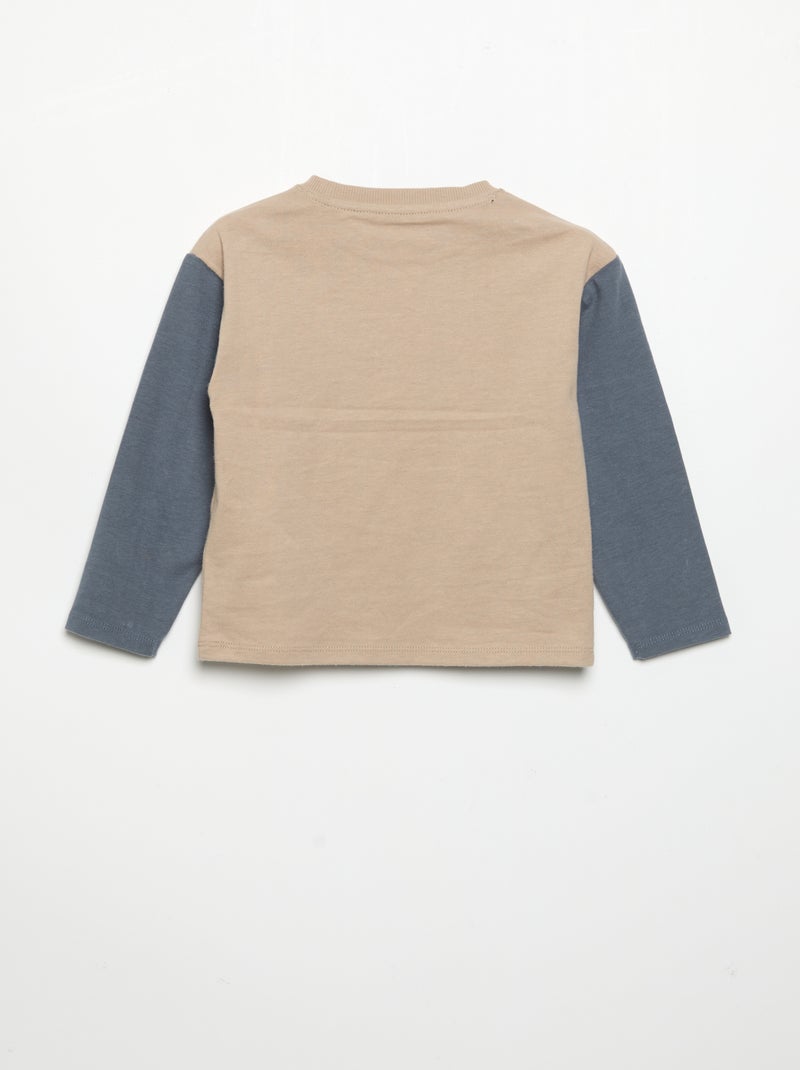 T-shirt imprimé à manches longues Beige - Kiabi