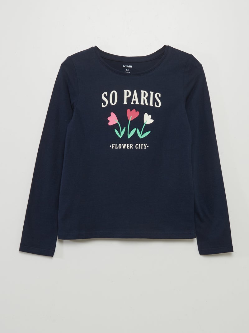 T-shirt imprimé à manches longues BLEU - Kiabi