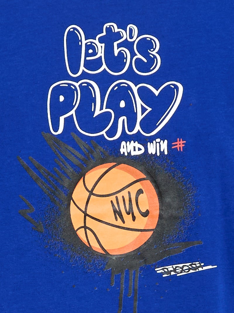 T-shirt imprimé à manches longues Bleu - Kiabi