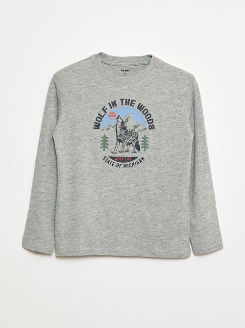 T-shirt imprimé à manches longues - Kiabi