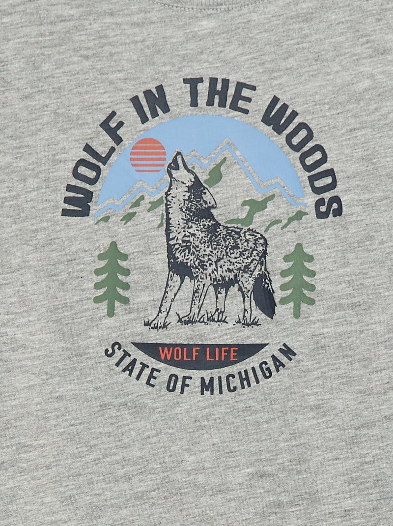 T-shirt imprimé à manches longues Gris - Kiabi