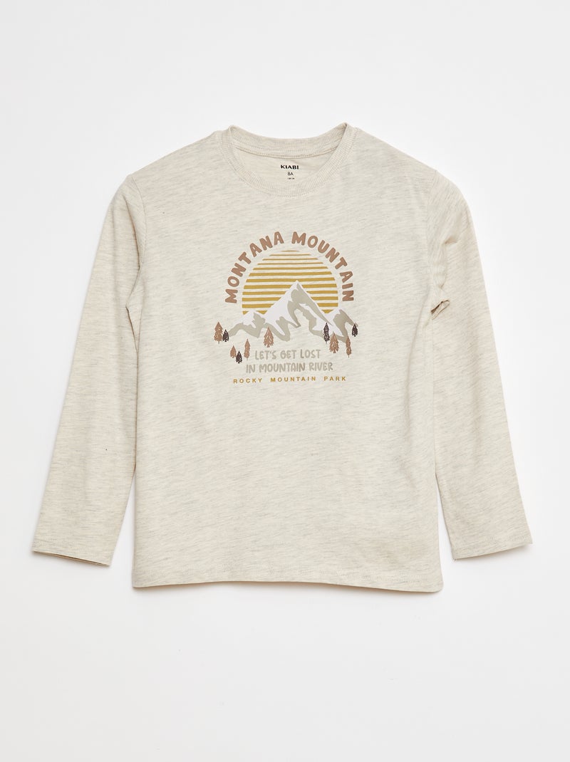 T-shirt imprimé à manches longues Marron - Kiabi