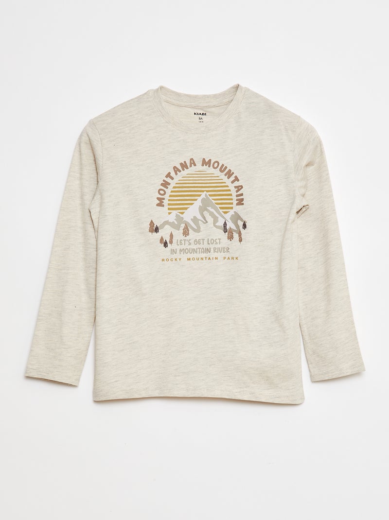 T-shirt imprimé à manches longues Marron - Kiabi