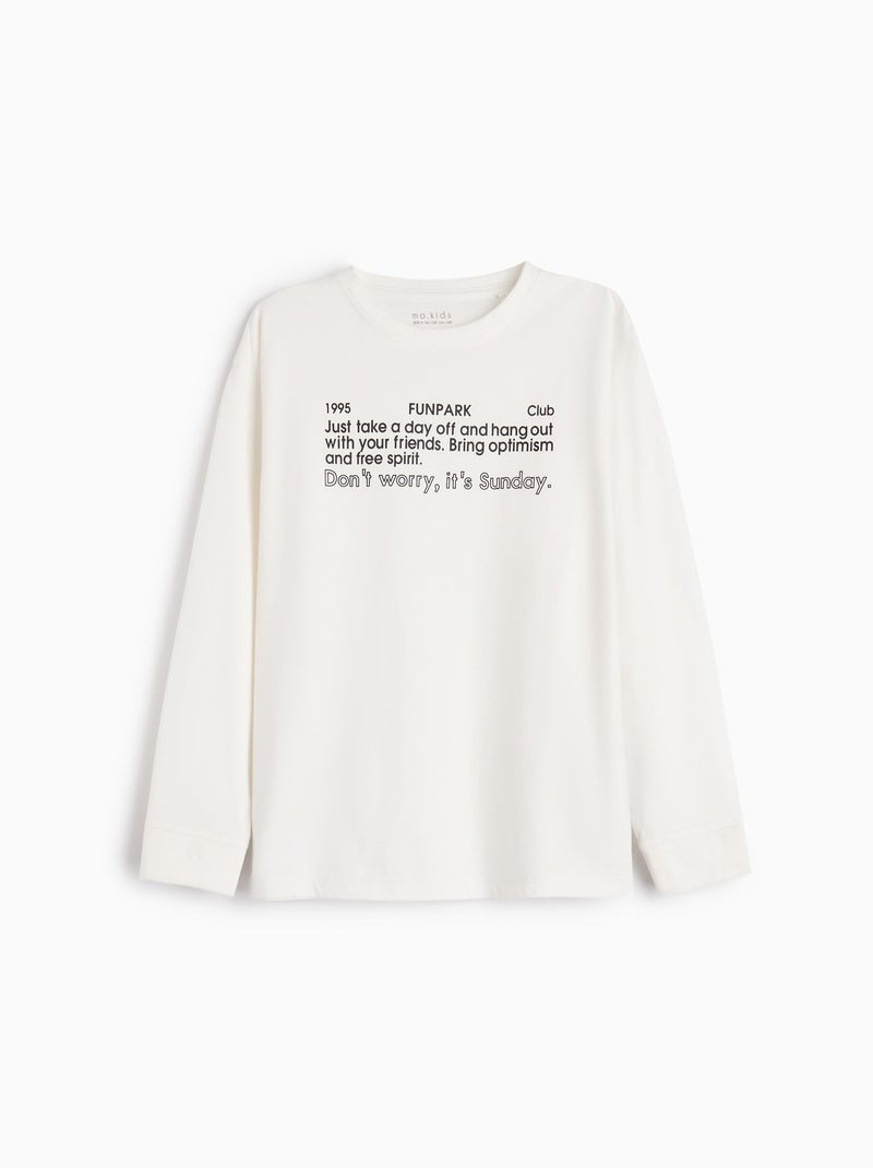 T-shirt imprimé à manches longues MO Fashion Blanc - Kiabi