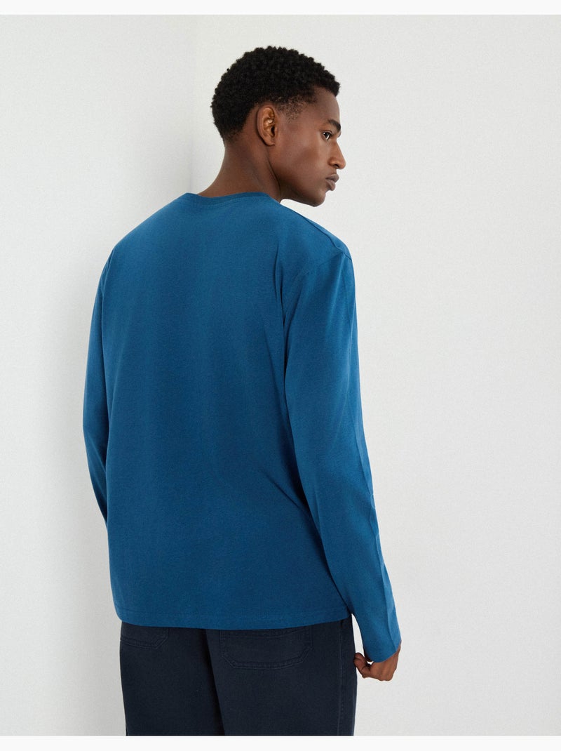 T-shirt imprimé à manches longues, MO Fashion Bleu - Kiabi