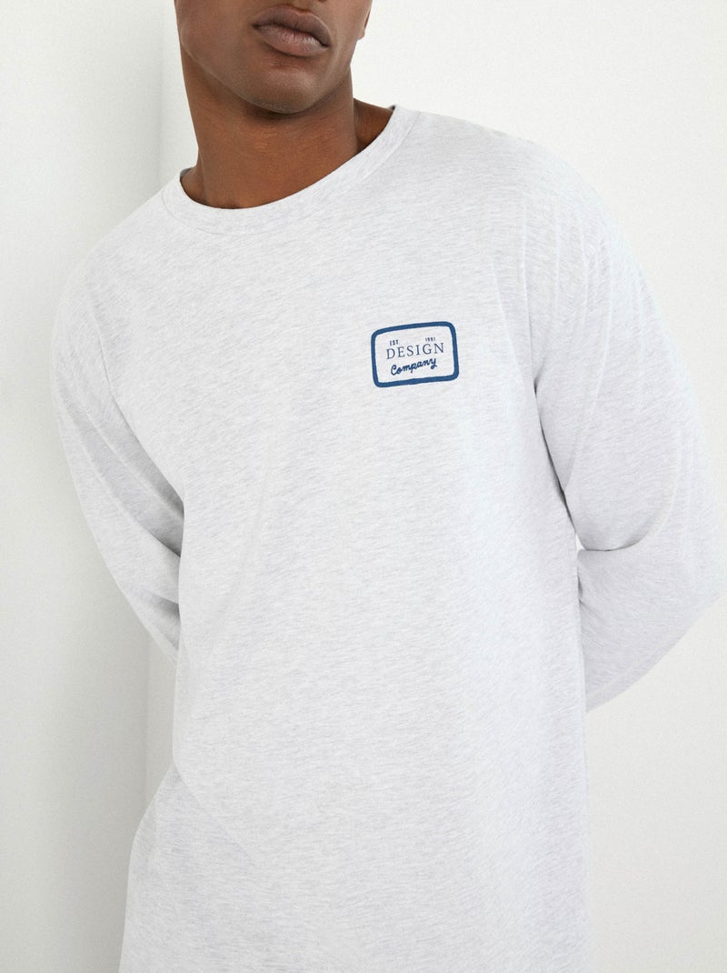 T-shirt imprimé à manches longues, MO Fashion Gris - Kiabi