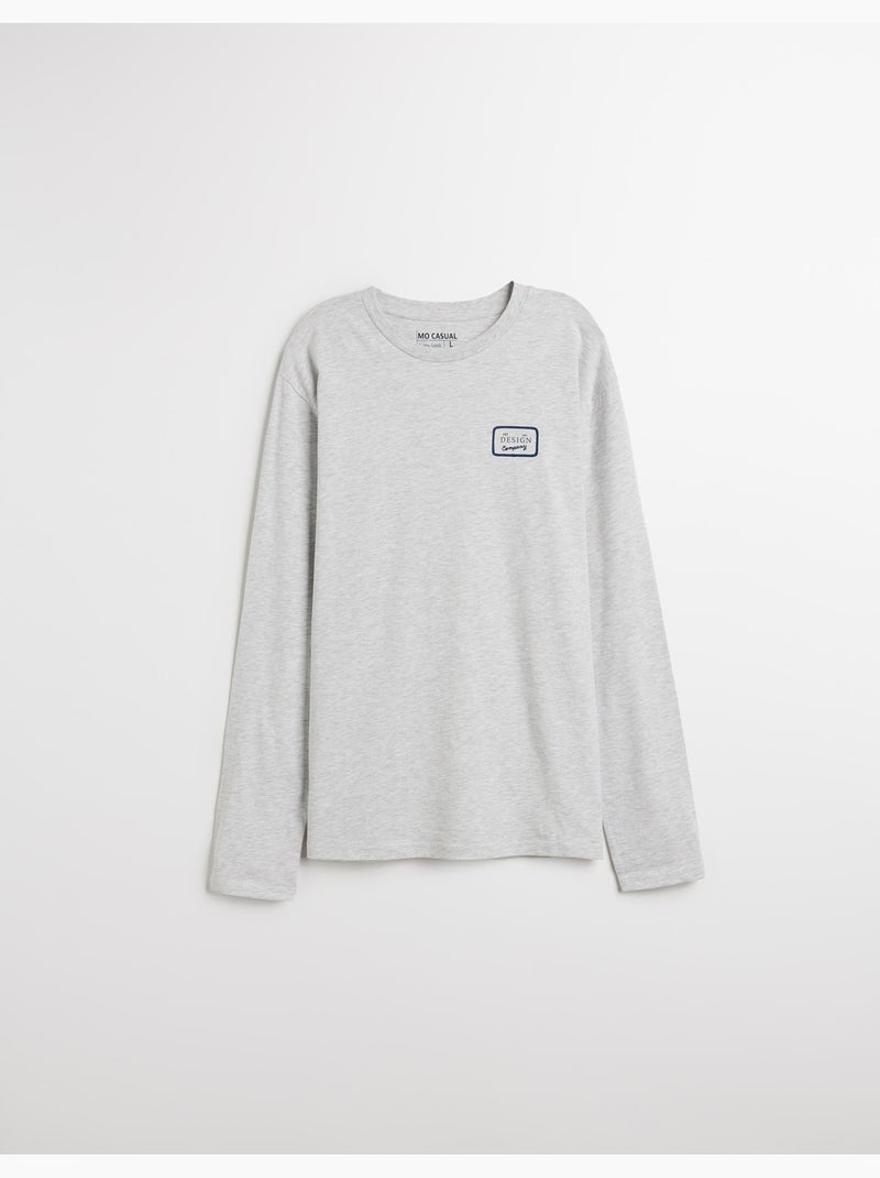 T-shirt imprimé à manches longues, MO Fashion Gris - Kiabi