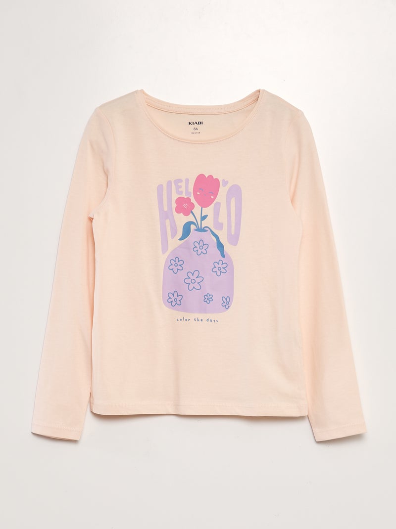 T-shirt imprimé à manches longues Rose clair - Kiabi