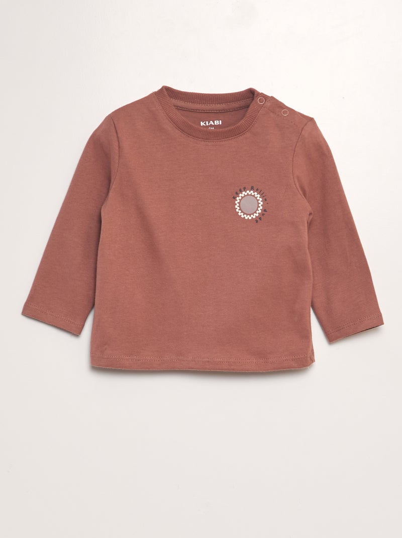 T-shirt imprimé à manches longues Rouge - Kiabi