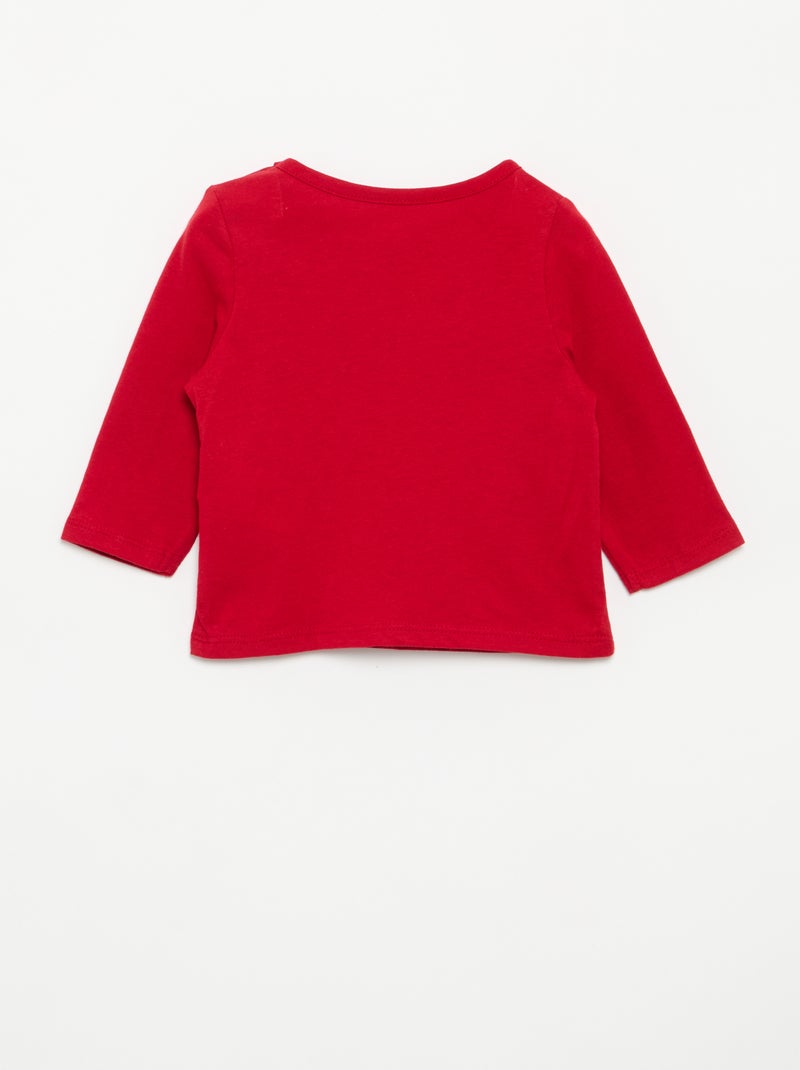 T-shirt imprimé à manches longues Rouge - Kiabi