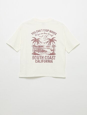 T-shirt imprimé à message à manches courtes