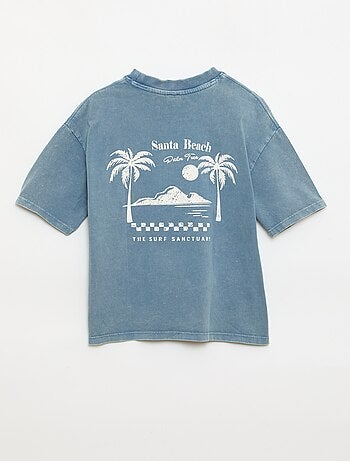 T-shirt imprimé à message à manches courtes