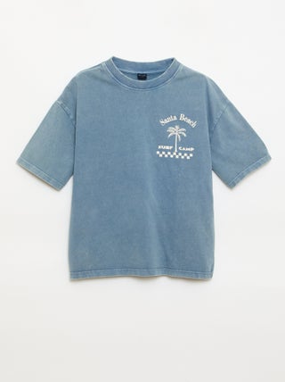 T-shirt imprimé à message à manches courtes