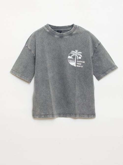 T-shirt imprimé à message à manches courtes - Kiabi