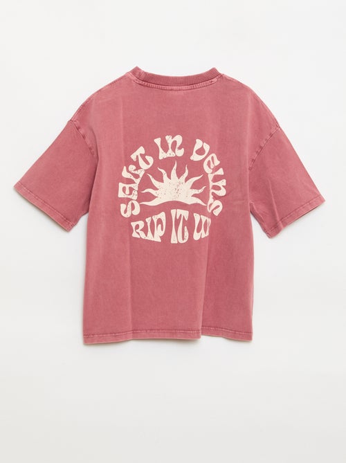 T-shirt imprimé à message à manches courtes - Kiabi