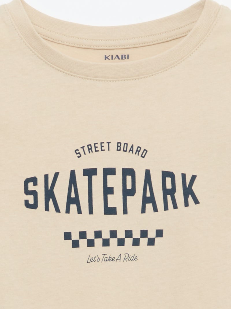T-shirt imprimé à message Beige - Kiabi