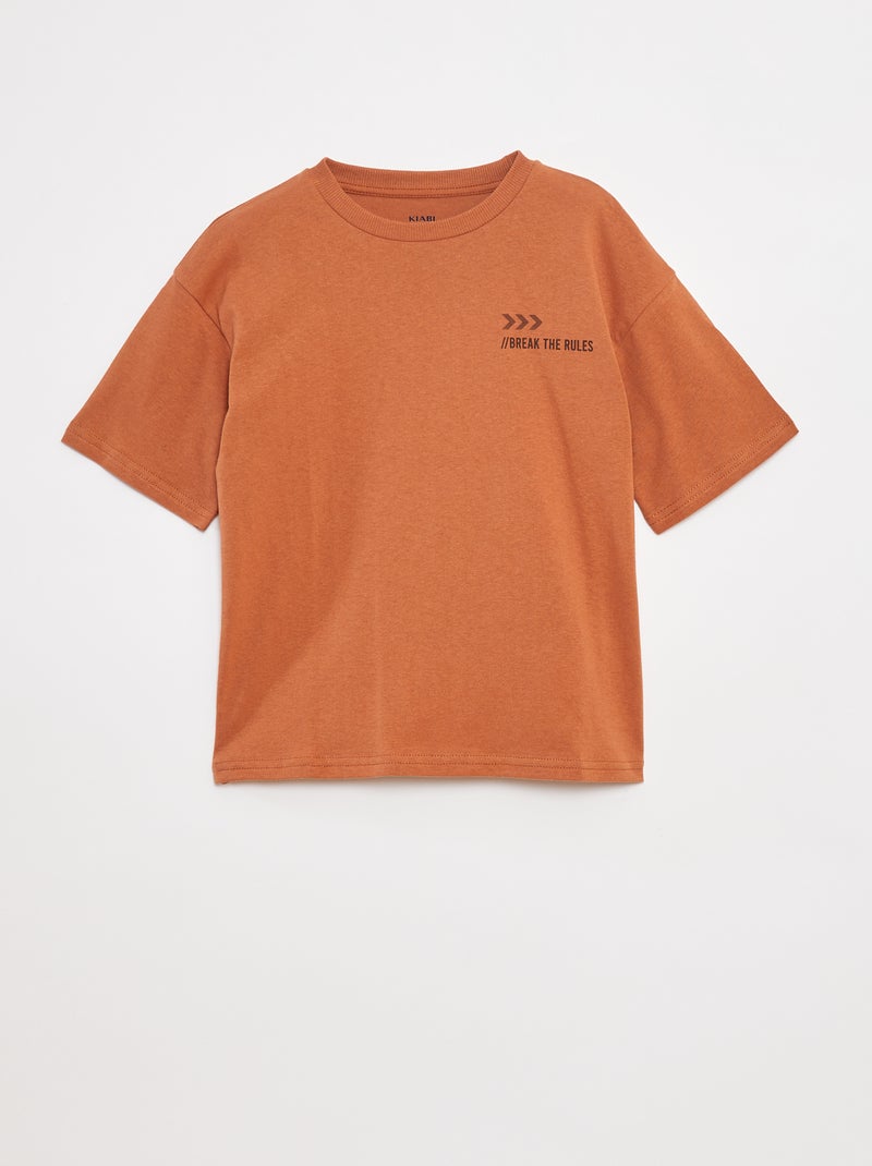 T-shirt imprimé à message Marron - Kiabi