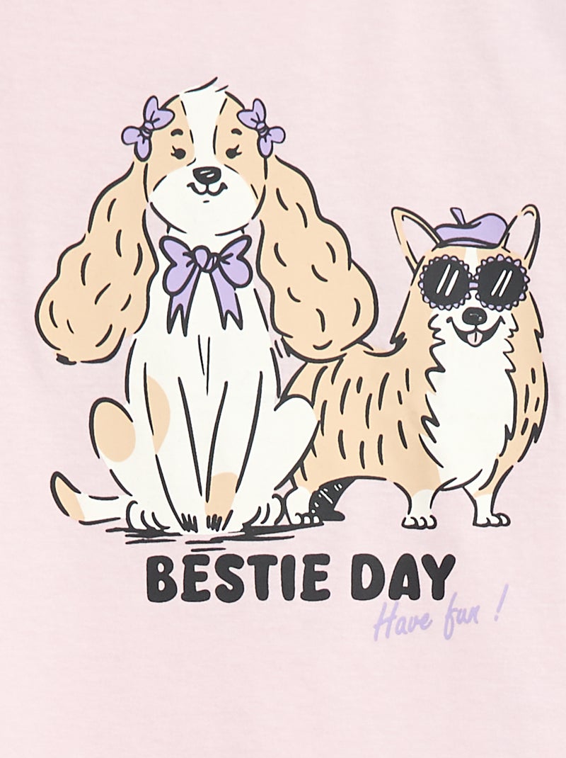 T-shirt imprimé à message Rose - Kiabi