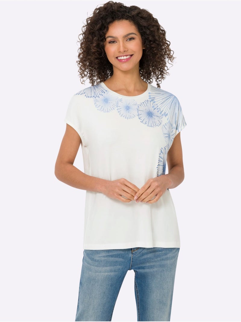 T-shirt Imprimé Accents Brillants - Taille Standard - Helline Ecru - Kiabi