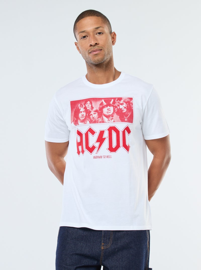 T-shirt imprimé 'AC/DC' à manches courtes Blanc - Kiabi